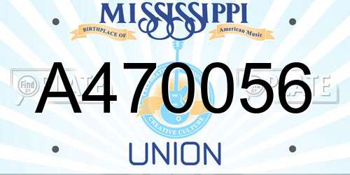 A470056 Mississippi License Plate