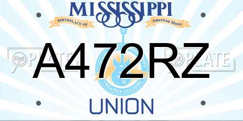A472RZ Mississippi License Plate