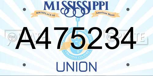A475234 Mississippi License Plate