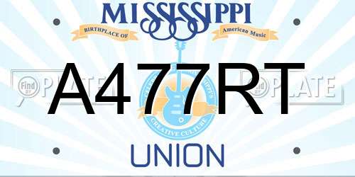 A477RT Mississippi License Plate