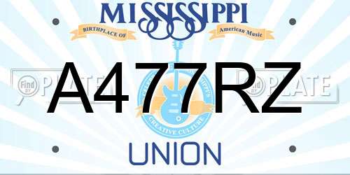 A477RZ Mississippi License Plate