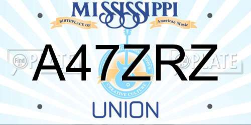 A47ZRZ Mississippi License Plate