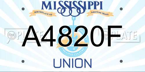 A4820F Mississippi License Plate