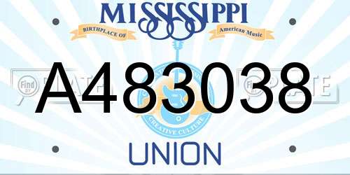 A483038 Mississippi License Plate