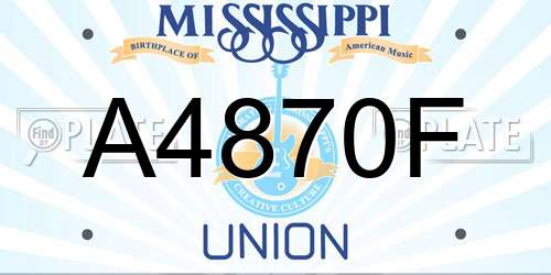 A4870F Mississippi License Plate