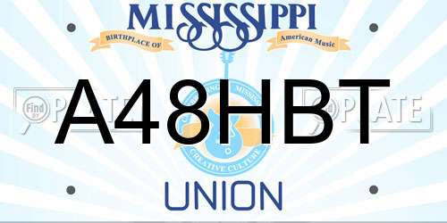 A48HBT Mississippi License Plate