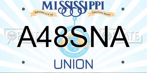 A48SNA Mississippi License Plate