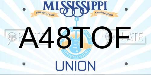 A48TOF Mississippi License Plate