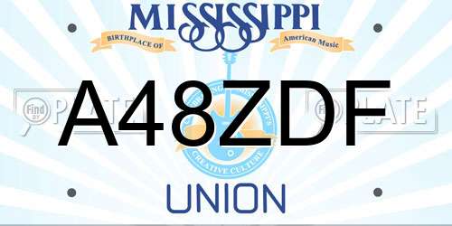 A48ZDF Mississippi License Plate