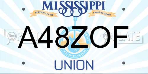 A48ZOF Mississippi License Plate