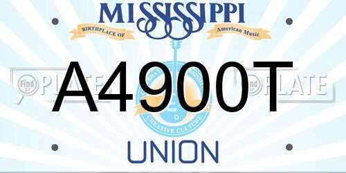A4900T Mississippi License Plate