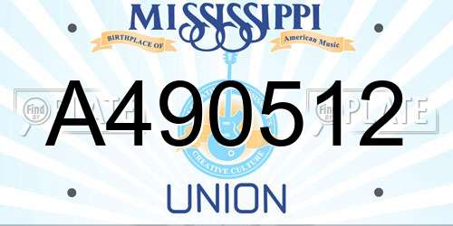 A490512 Mississippi License Plate