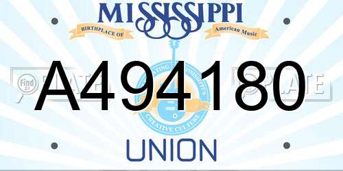 A494180 Mississippi License Plate
