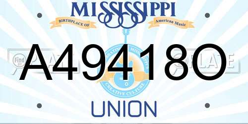 A49418O Mississippi License Plate