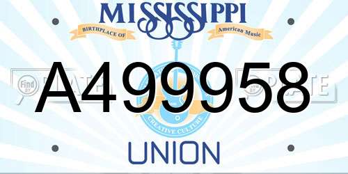 A499958 Mississippi License Plate