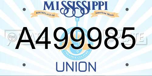A499985 Mississippi License Plate