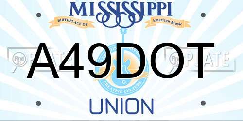 A49DOT Mississippi License Plate