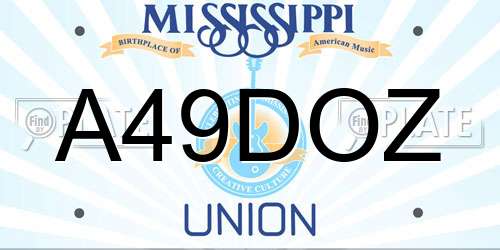 A49DOZ Mississippi License Plate