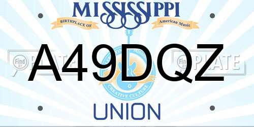 A49DQZ Mississippi License Plate