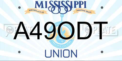A49ODT Mississippi License Plate
