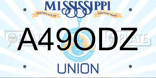 A49ODZ Mississippi License Plate