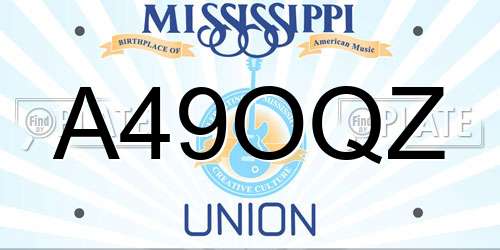 A49OQZ Mississippi License Plate