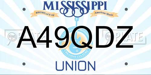 A49QDZ Mississippi License Plate