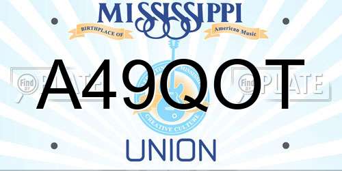 A49QOT Mississippi License Plate