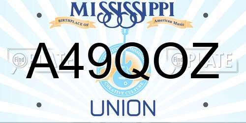A49QOZ Mississippi License Plate