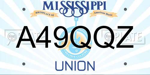 A49QQZ Mississippi License Plate
