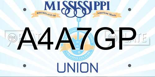 A4A7GP Mississippi License Plate