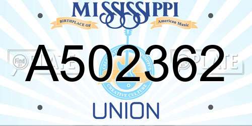 A502362 Mississippi License Plate