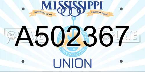 A502367 Mississippi License Plate