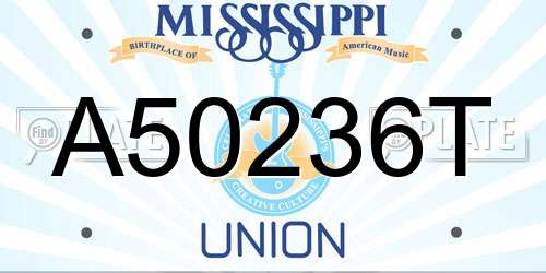 A50236T Mississippi License Plate