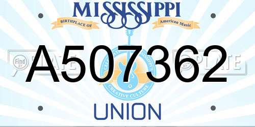 A507362 Mississippi License Plate