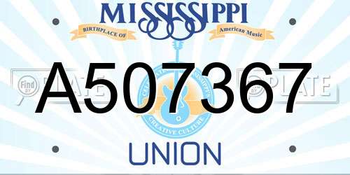 A507367 Mississippi License Plate