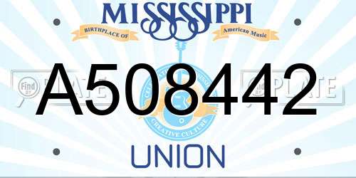 A508442 Mississippi License Plate