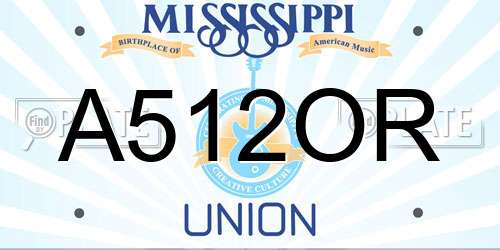 A512OR Mississippi License Plate