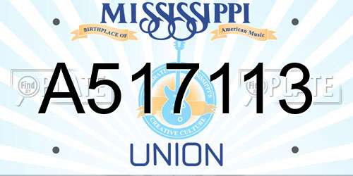 A517113 Mississippi License Plate