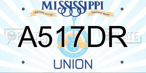 A517DR Mississippi License Plate