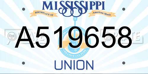 A519658 Mississippi License Plate