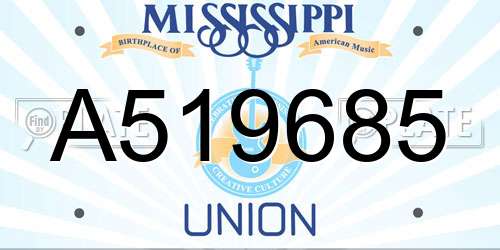 A519685 Mississippi License Plate