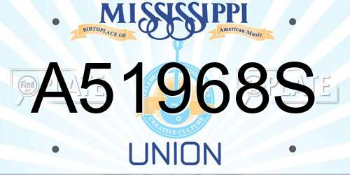 A51968S Mississippi License Plate