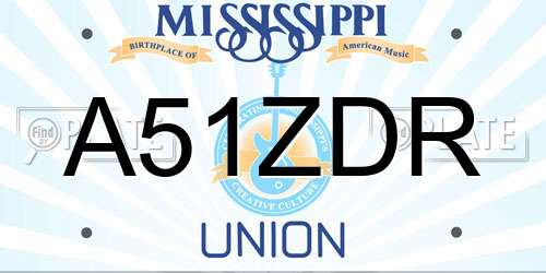 A51ZDR Mississippi License Plate