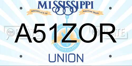 A51ZOR Mississippi License Plate