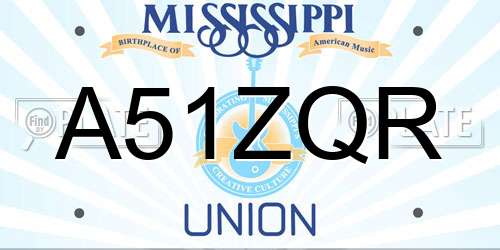 A51ZQR Mississippi License Plate