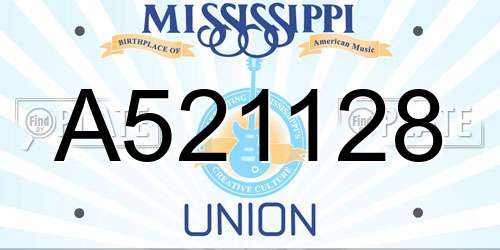 A521128 Mississippi License Plate