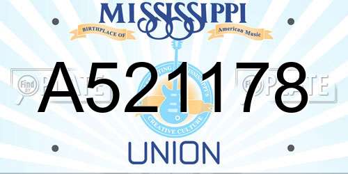 A521178 Mississippi License Plate