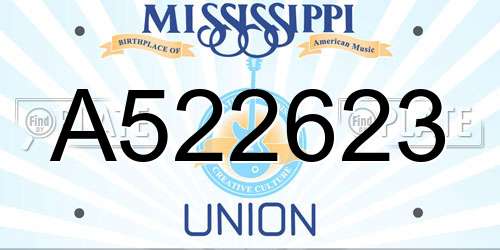 A522623 Mississippi License Plate