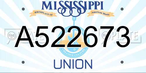 A522673 Mississippi License Plate